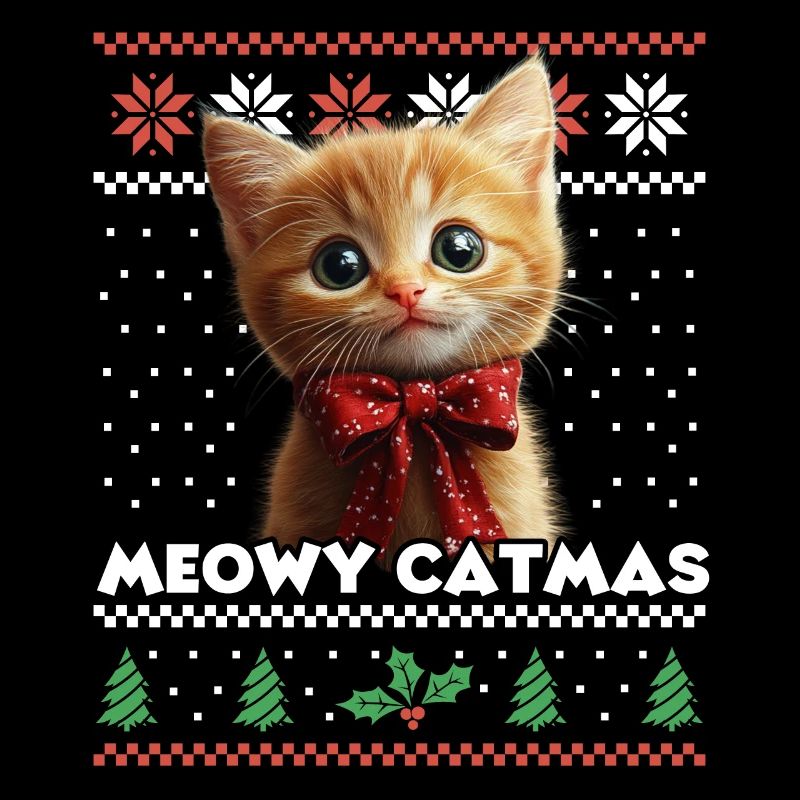 Le look de Noël assorti de Meowy Catma avec chaton