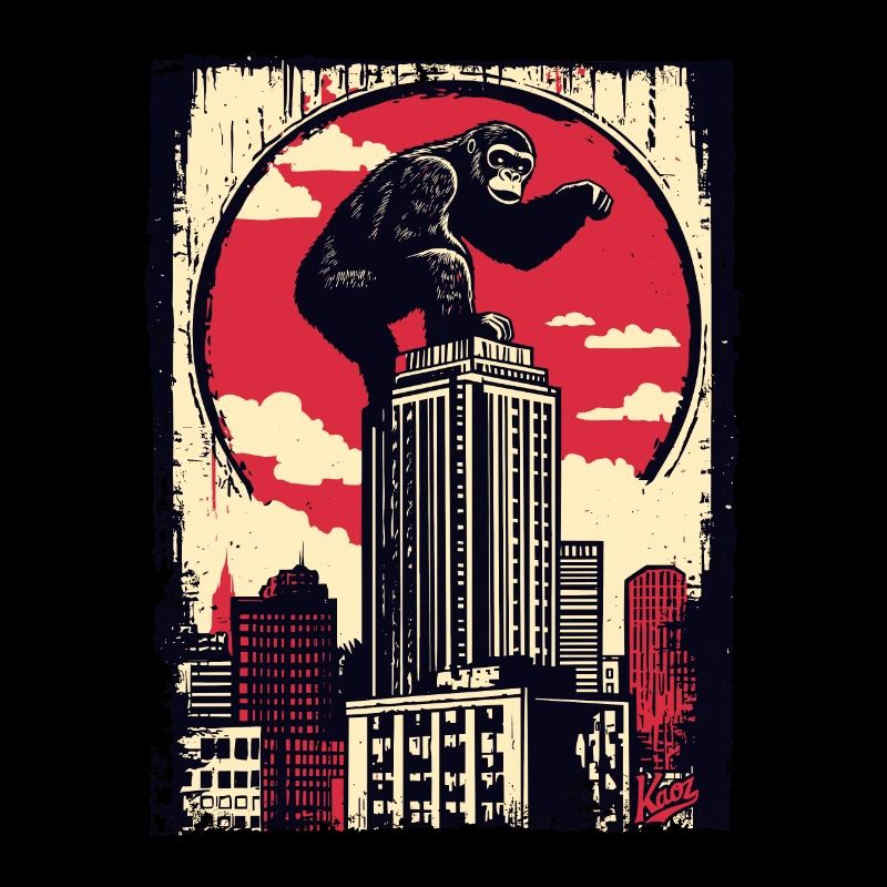 Funny chimpanzee climbs skyscraper