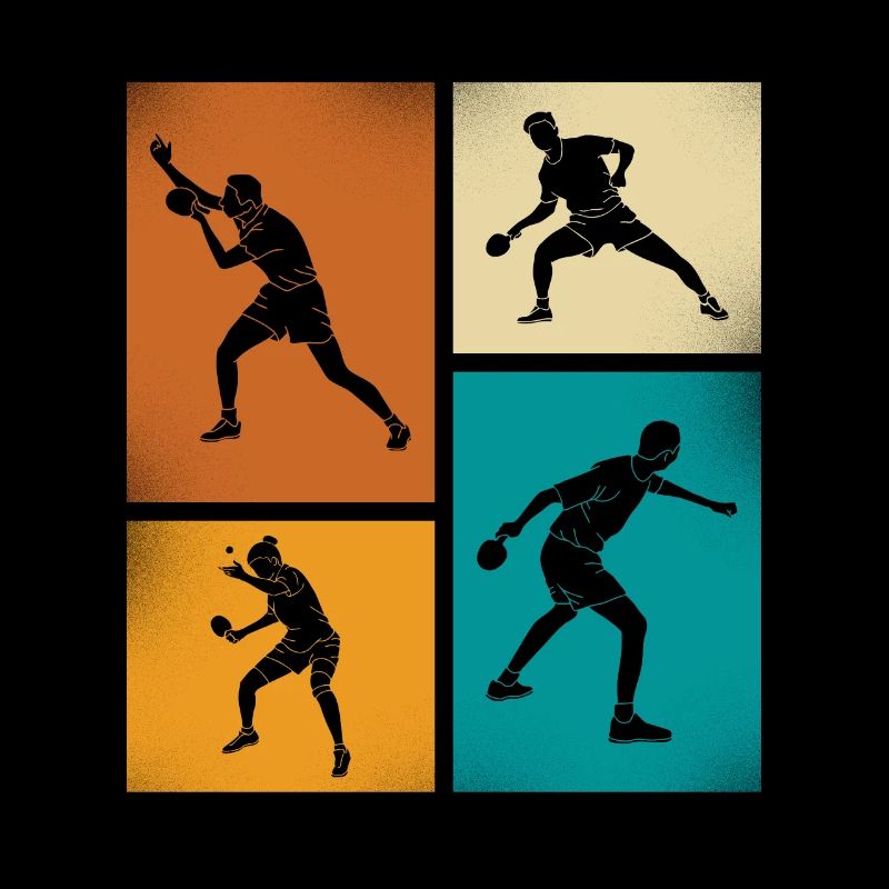 Silhouettes de tennis de table vintage dans un style rétro