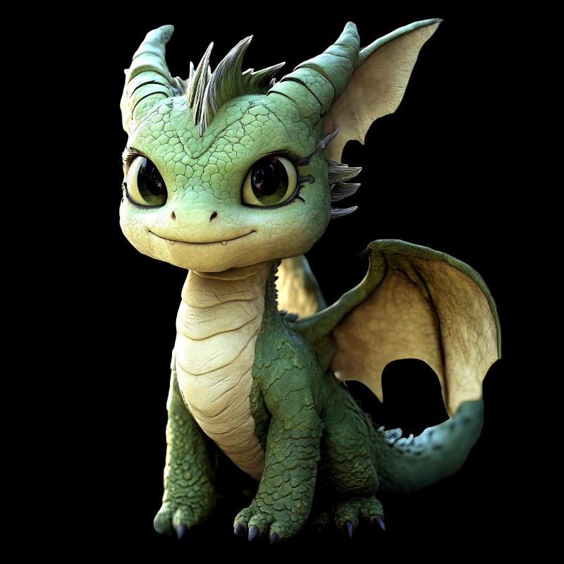 Dragon Petit Vert Bébé Dragon Mignon Dragon