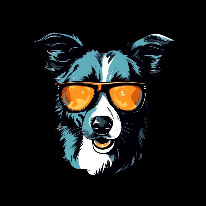 Border Collie Dog Head Portrait Cool