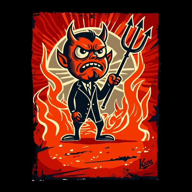 Little angry Satan manager of hell