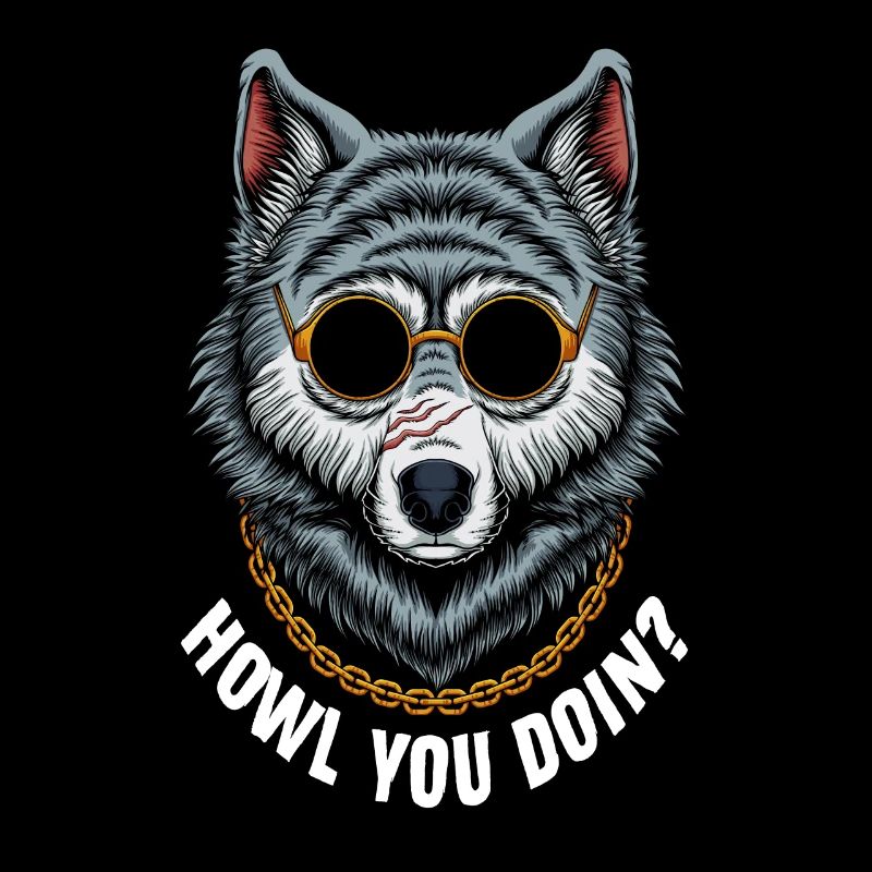 Cool Wolf avec des lunettes et une chaîne - Comment vas-tu ?