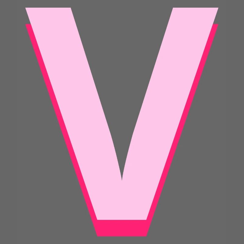 Pop und moderner rosa Buchstabe v