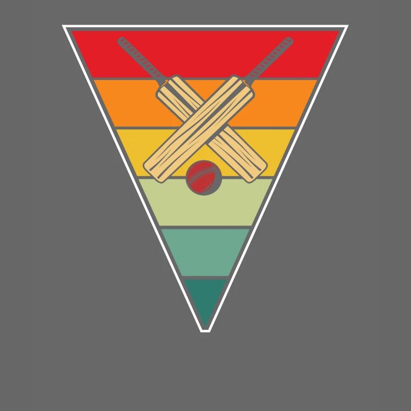 Retro Cricket Player Triangle Vintage