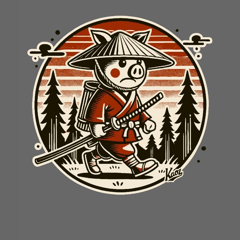 Samurai pig Ronin on the move