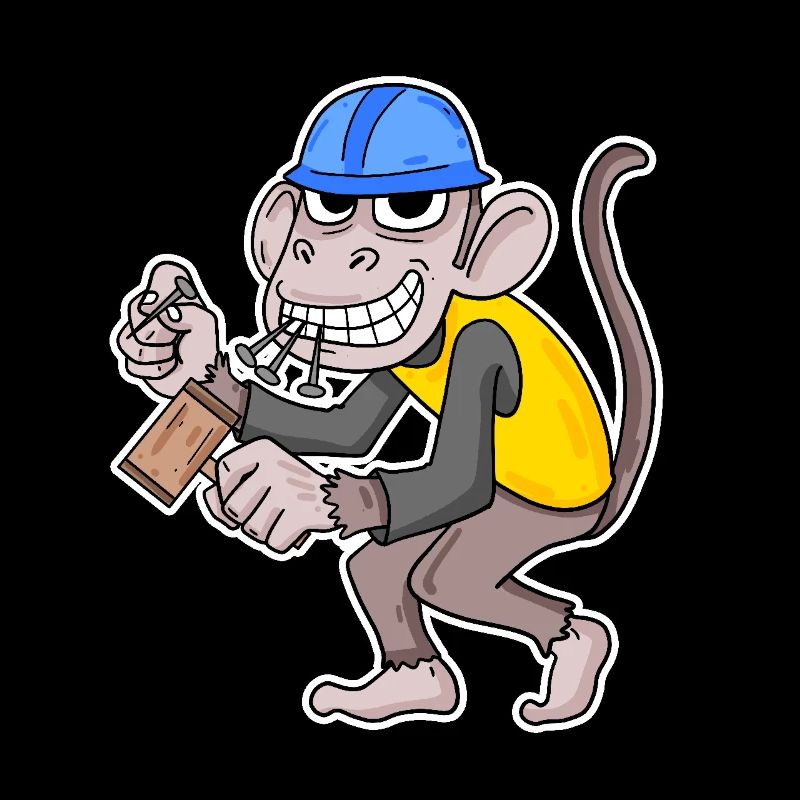Baustelle Affe lustig Handwerker
