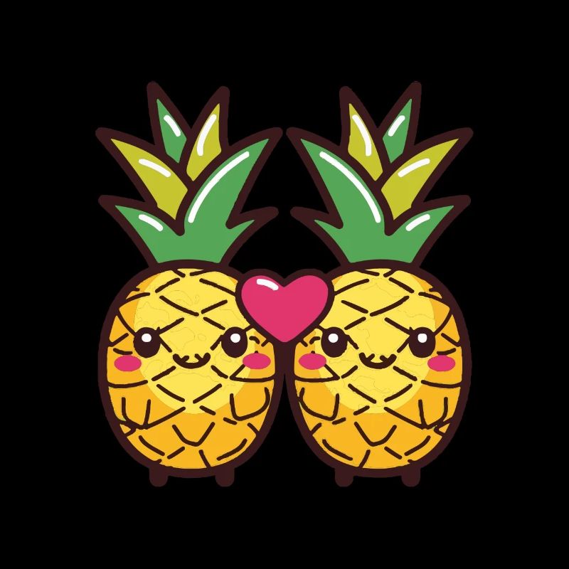 Ananas Paar Liebe Herz Comic