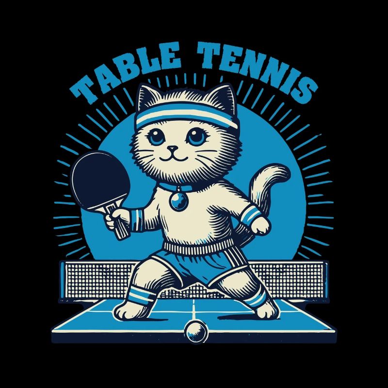 Chat mignon tennis de table style vintage