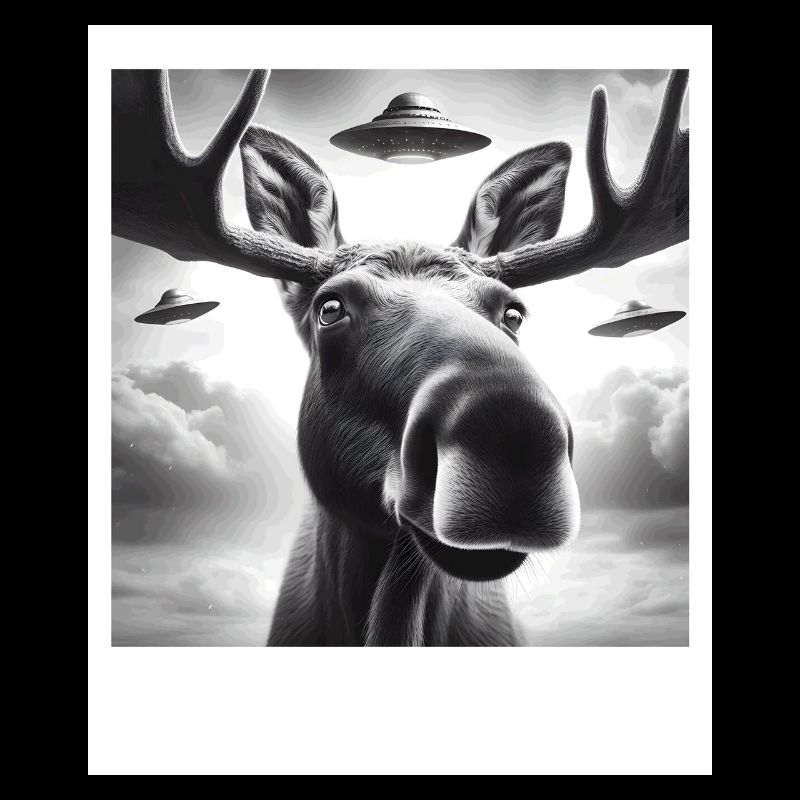 Moose Funny Graphic Selfie with UFOs Weird Aliens