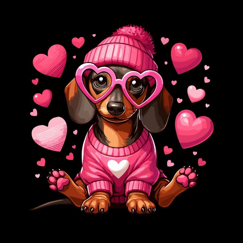 Teckel Amour Saint Valentin Chien Coeur Mignon Woof