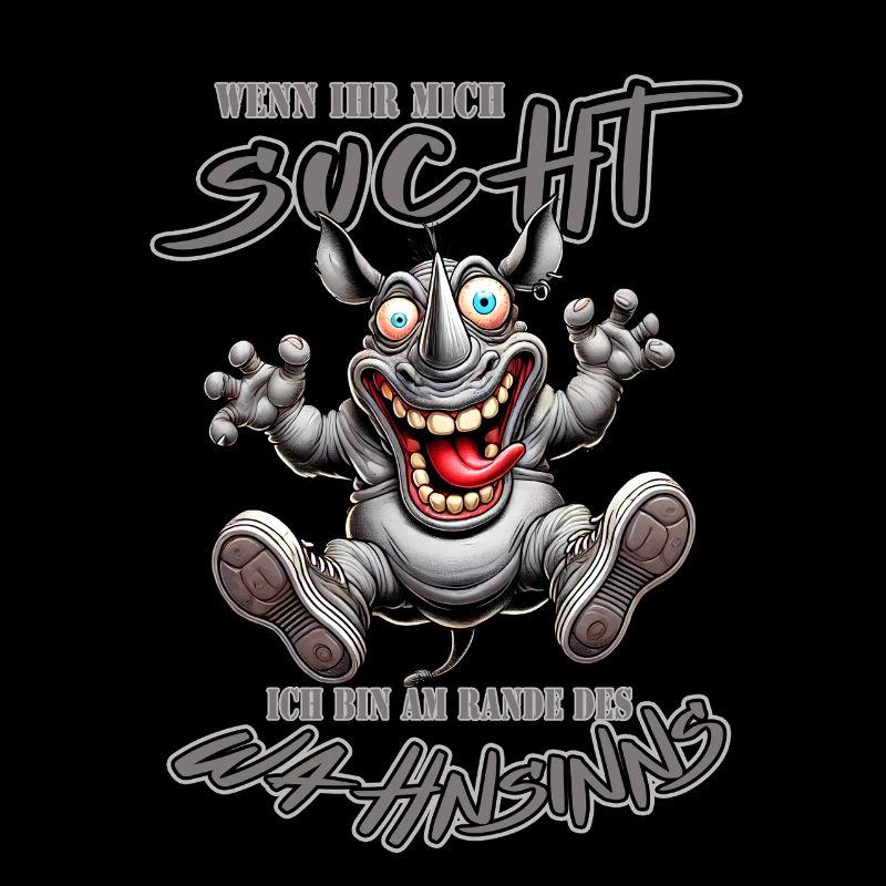 Crazy Nashorn am Rande des Wahnsinns Comic Stil