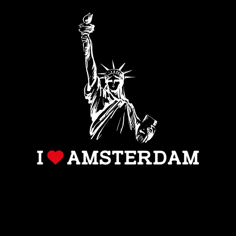 J’aime Amsterdam Coeur Drapeau Statue De La Liberté Jeu De Mots