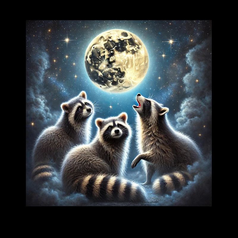 Trois ratons laveurs hurlent à la lune