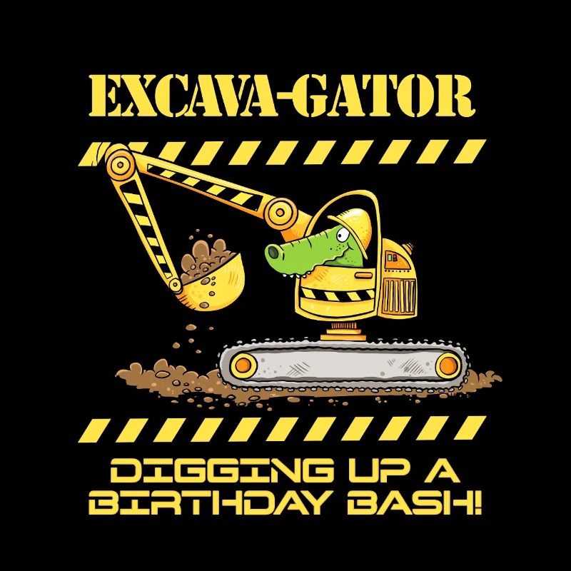 Excavatrice de chantier crocodile disant jeu de mots