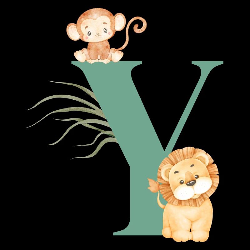 Lettre y vert animaux jungle