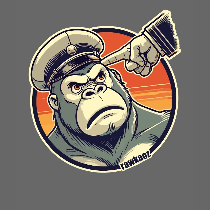 Strict monkey with cap gets finger