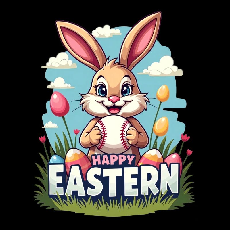 Baseball Happy Eastern Easter Bunny Sport