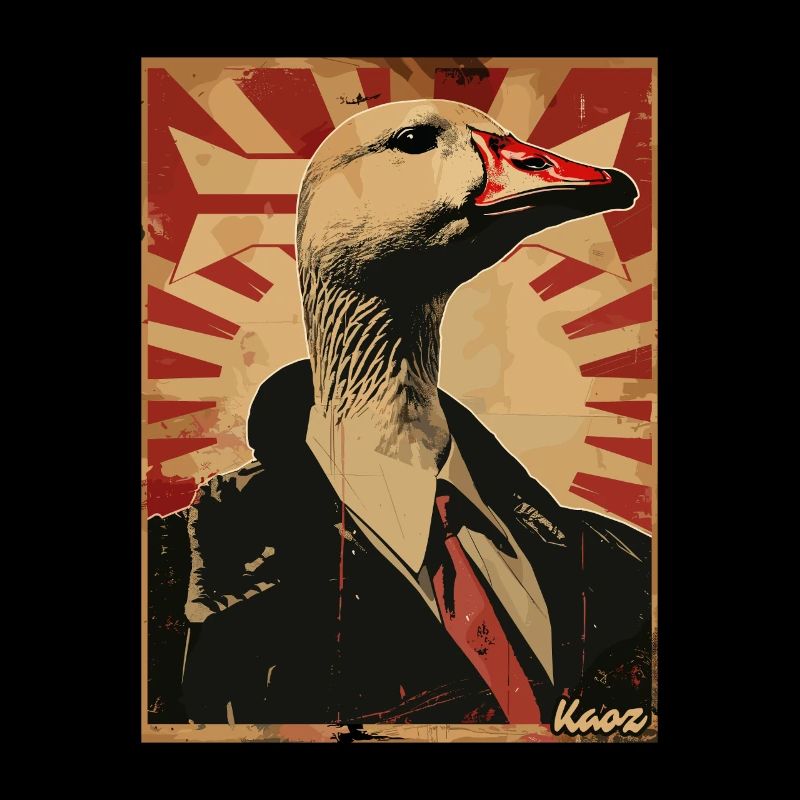 Majestic goose in a suit
