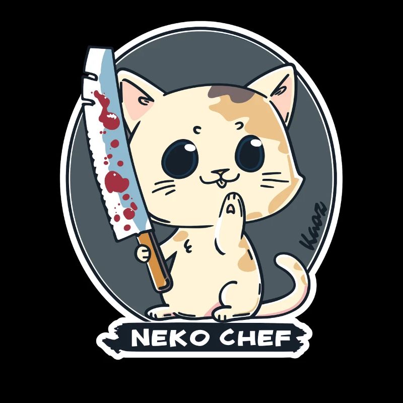 Neko Chef – Cheeky Cat with Chef's Knife