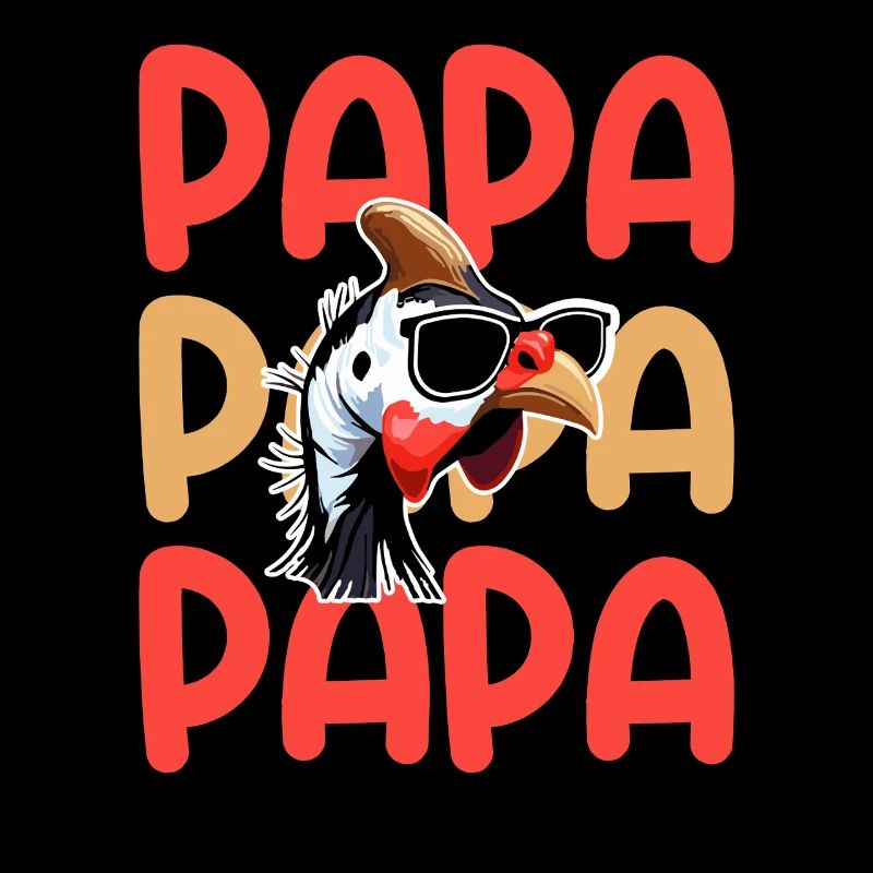 Hühner Papa Vater Hahn Perlhuhn