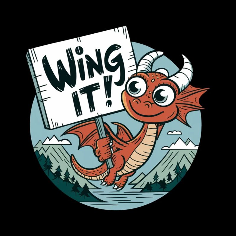 Cute Dragon "Wing It" Design