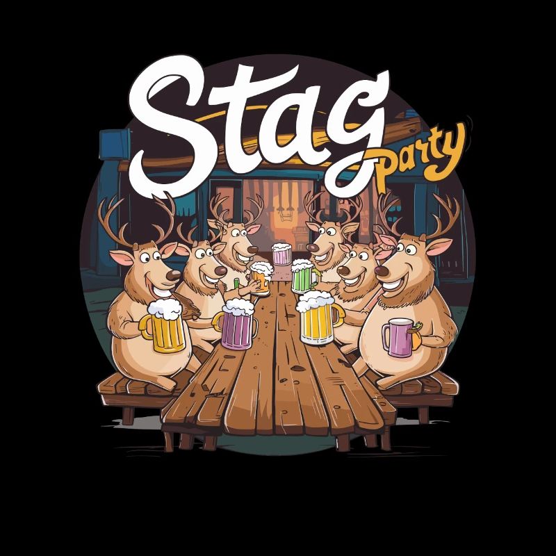 Funny Deer Bachelorette Party Illustration