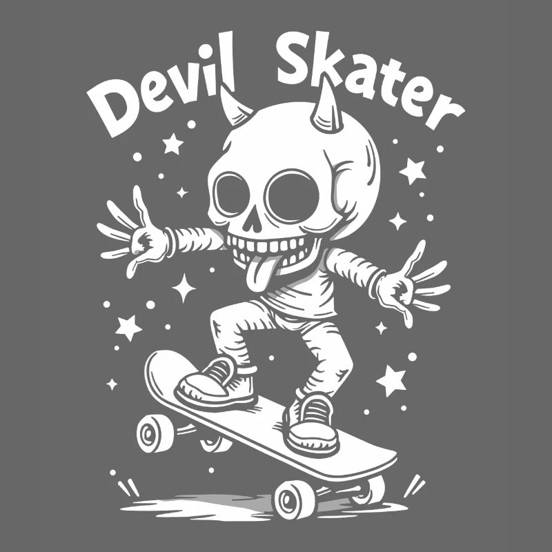 Devil Skater – Squelette cool sur skateboard