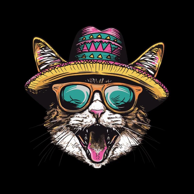 Chat Bande Dessinée Drôle Sombrero