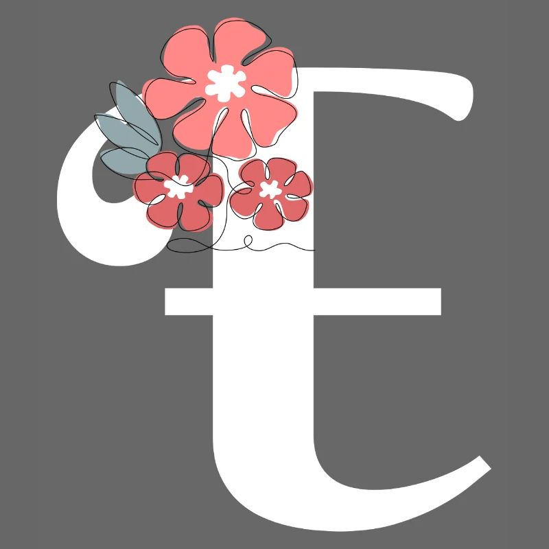 Letter e Minimalist Flowers