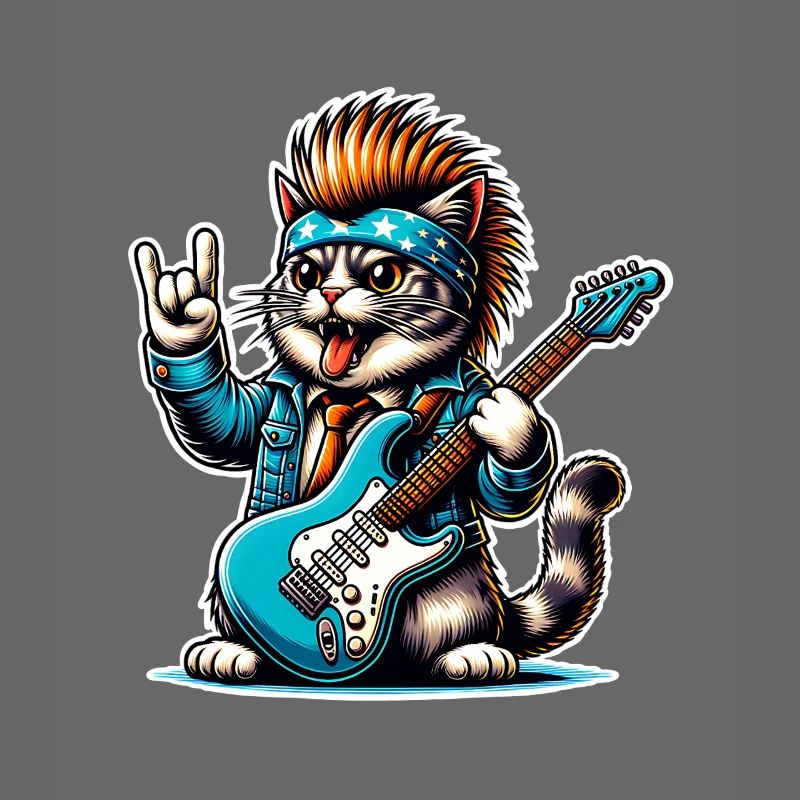 Katze Rock and Roll Gitarrist