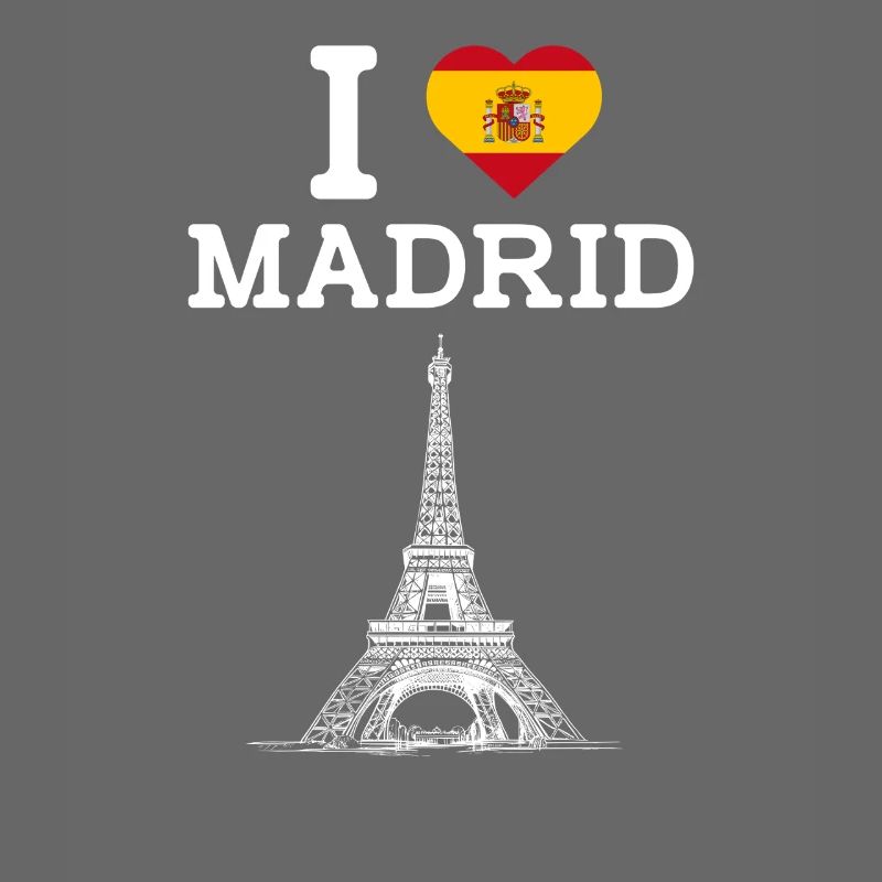 I Love Madrid Cool Eiffel Tower Spain Humor Flag