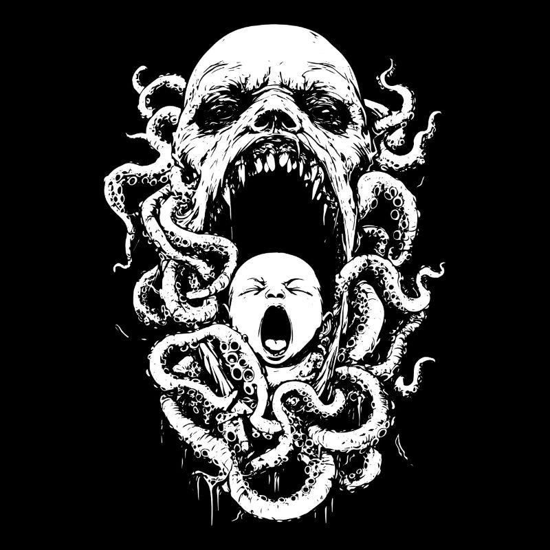Cauchemar tentaculaire avec démon et bébé