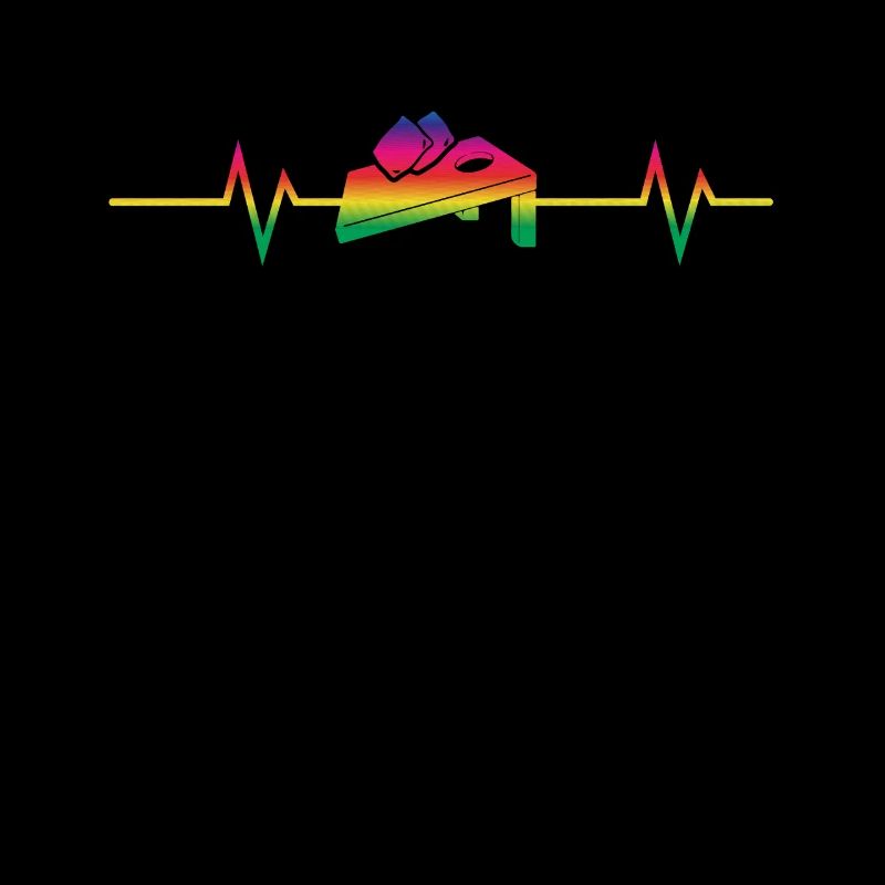 Cornhole Player Heartbeat Line Arc-en-ciel