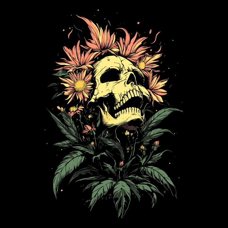 Crâne de fleur avec nature rampante