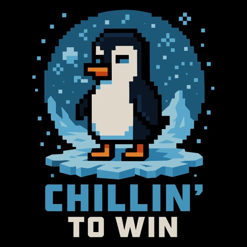 Chillin to Win Pixel Penguin