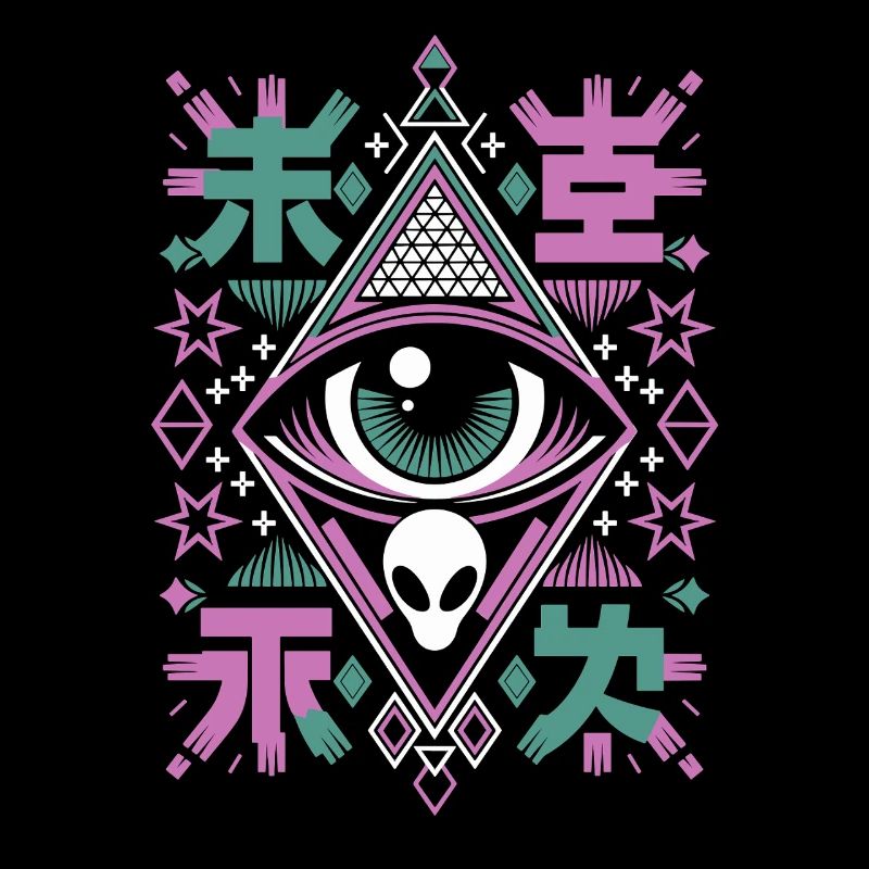 Mysterious Future Alien Eye Geometric Design