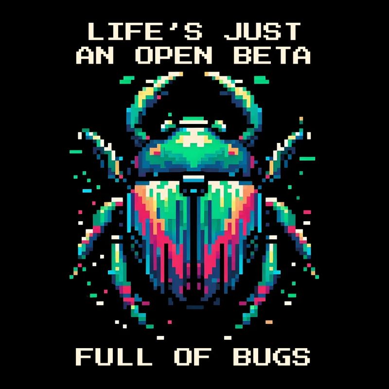 Bug Life Beta Bugs Retro Pixel Art Humor Gaming