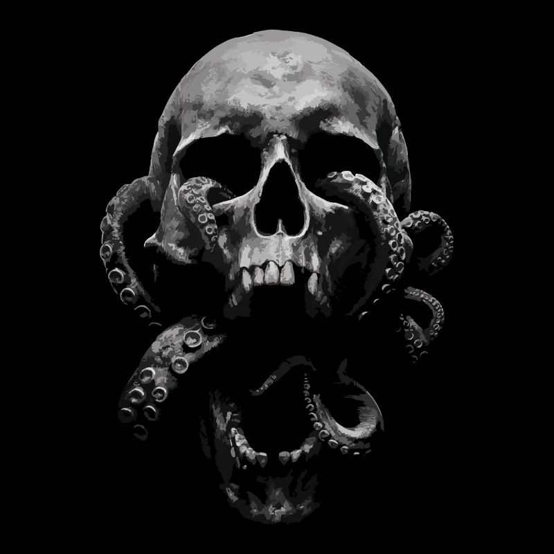Totenschädel mit Tentakeln – düstere Gothic Kunst