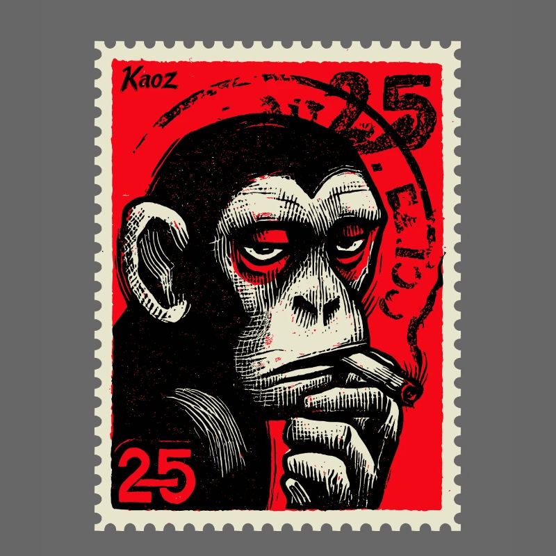 Singe cool sur timbre-poste