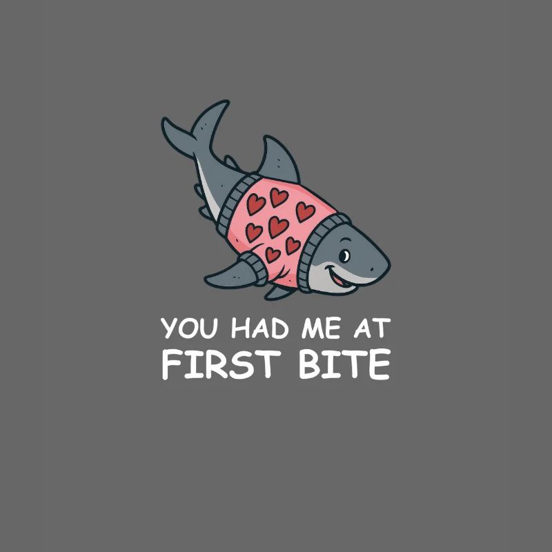 Pull requin avec cœur – Vous m’avez eu à la première bouchée