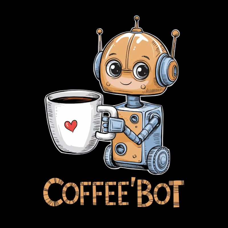 Cute Coffee Robot With Heart
