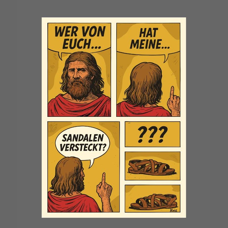 Comic-Jesus sucht Sandalen