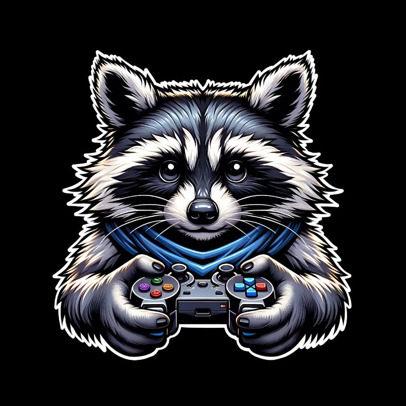 Waschbär Gamer Gaming Nerd
