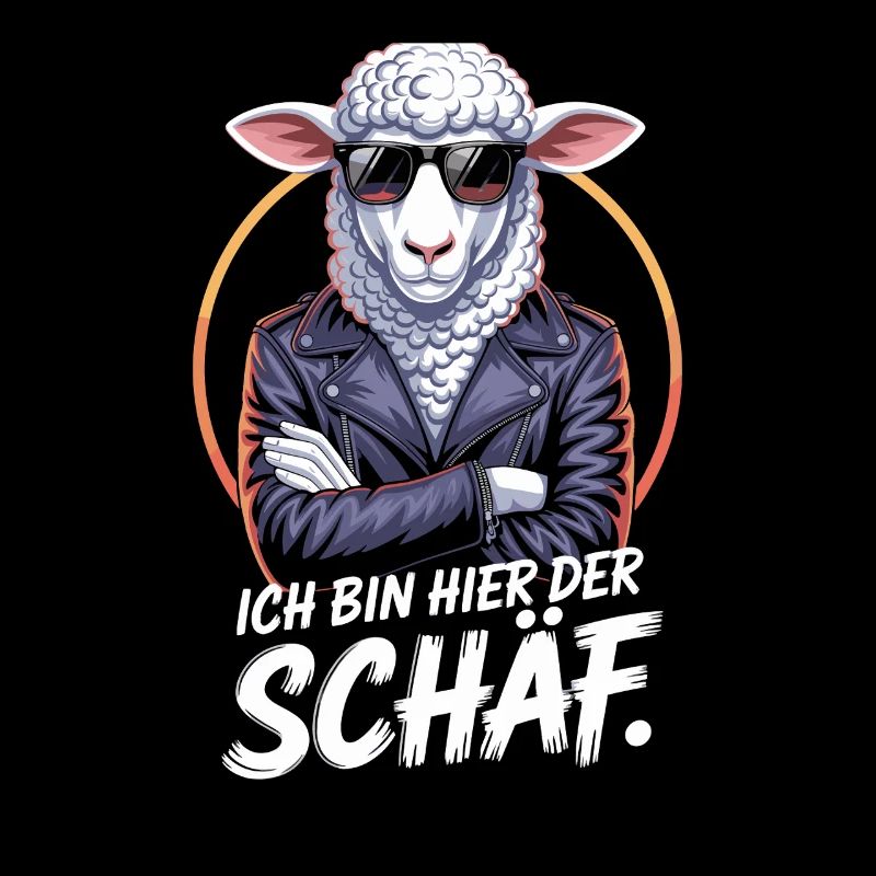 Cooles Schaf Mit Sonnenbrille Und Lederjacke