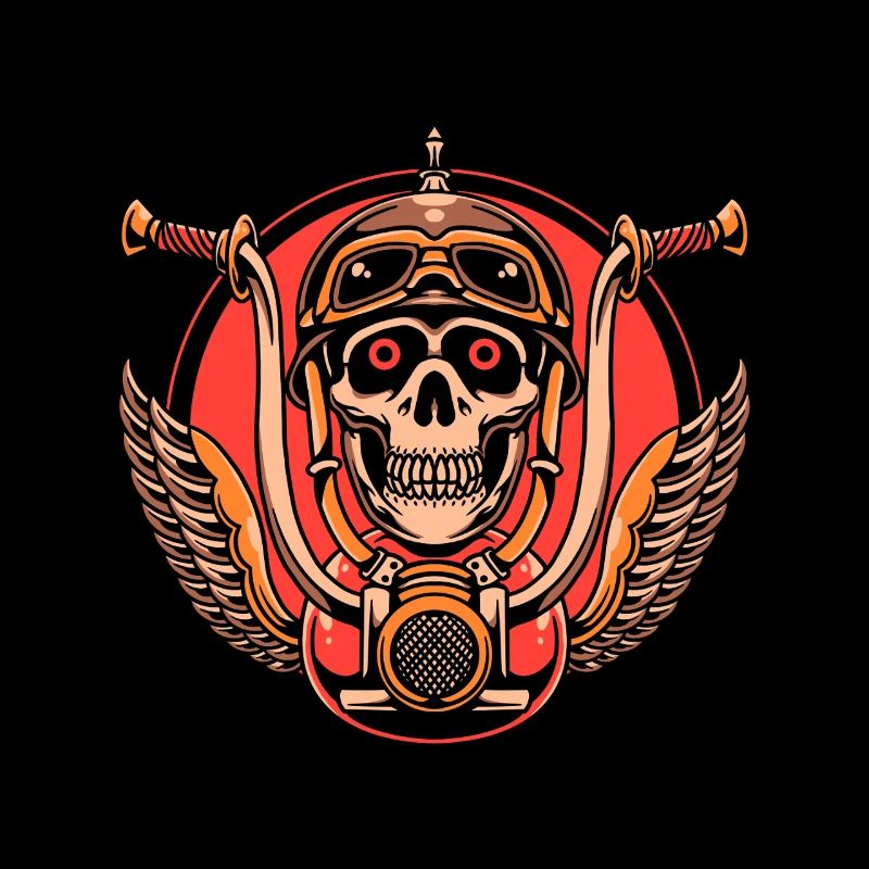 Skull Biker Chopper Motorcycle Biker