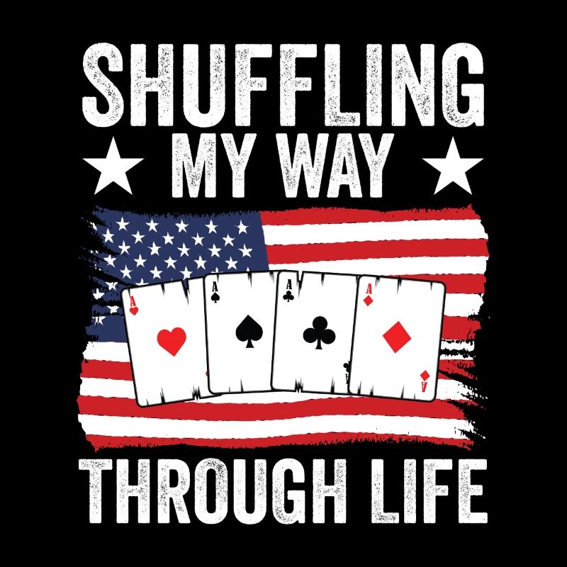Funny Pinochle Card Player USA Drapeau