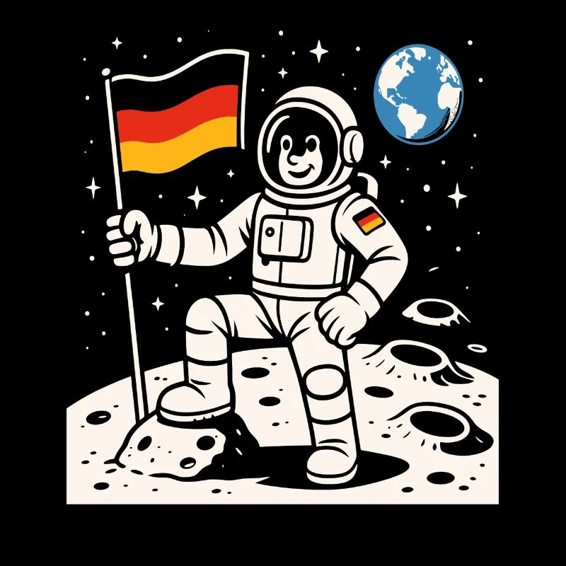 Astronaute aventureux avec drapeau allemand
