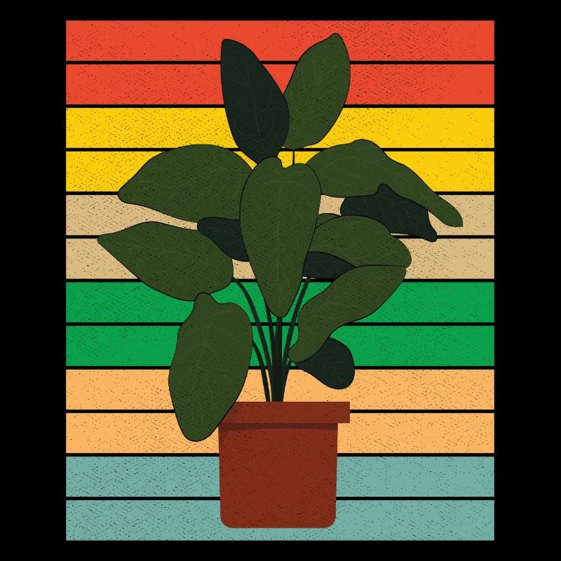 Plante d’intérieur en pot plat retro