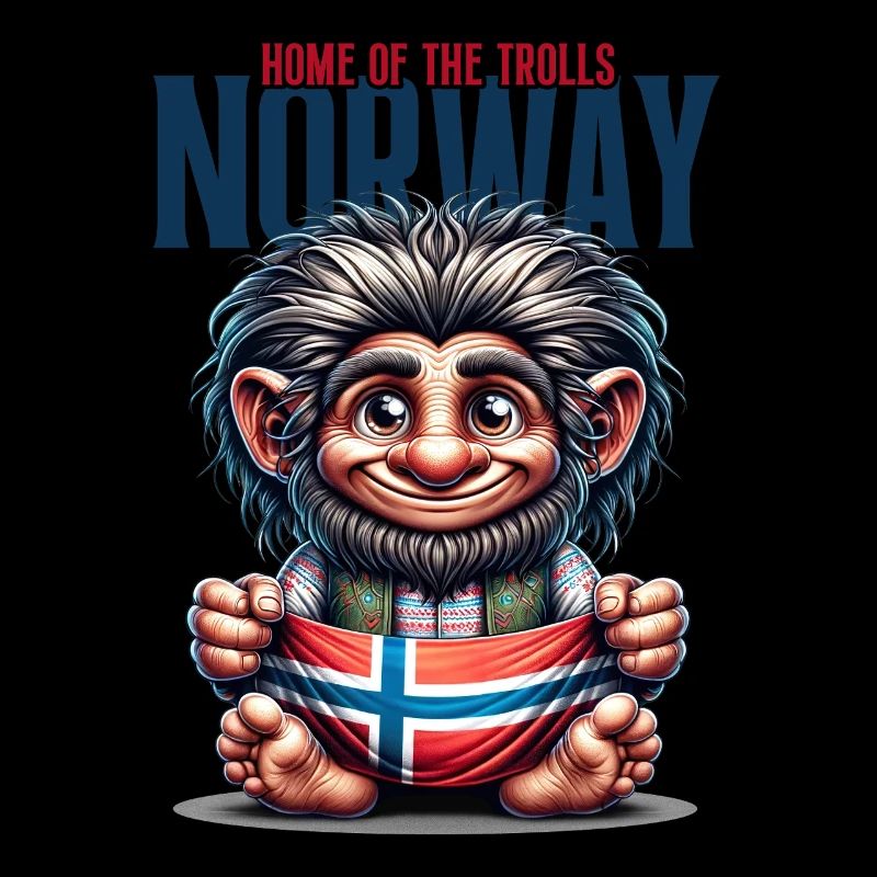 Troll norvégien avec drapeau